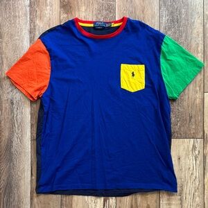 Polo by Ralph Lauren Colorblock Crewneck T-Shirt — Blue, Orange, Green, Yellow